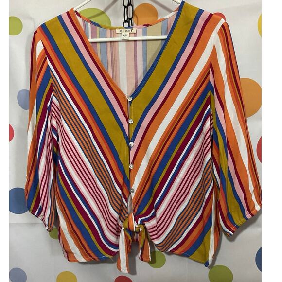 NEW Miami Striped Blouse Size Large - Picture 7 of 9